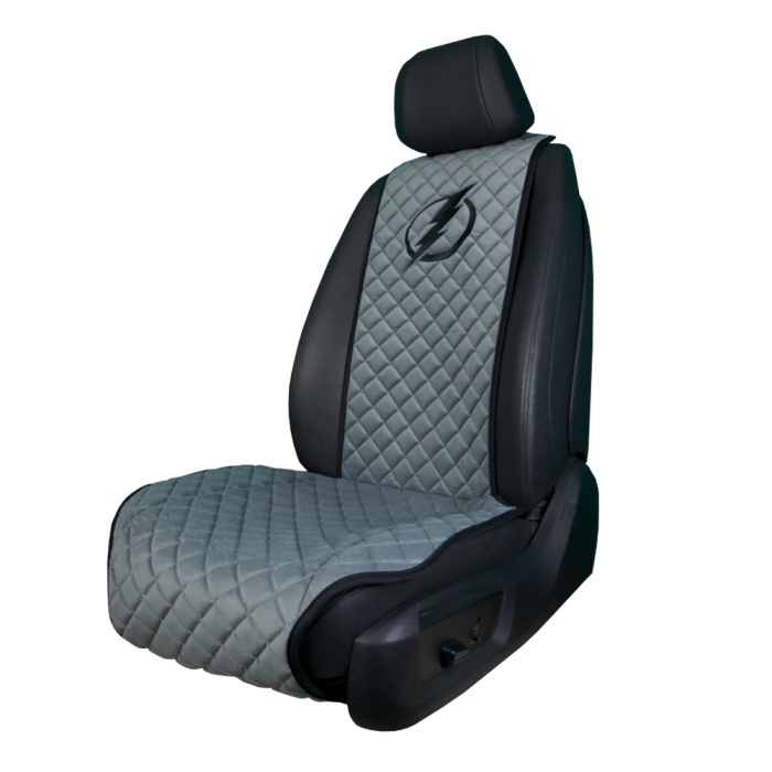 Накидки на сидения Накидка на переднее сиденье с вышивкой Молния (Серая)