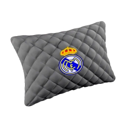 Подушка из алькантары серая с вышивкой 